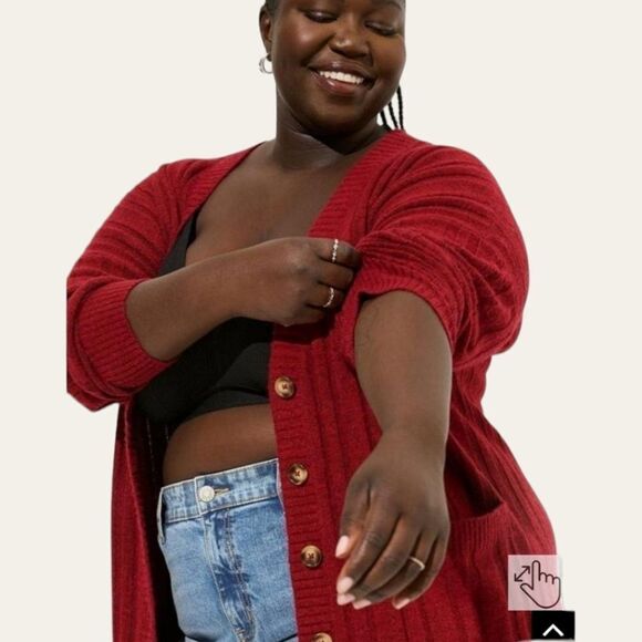 TORRID CashmereVegan Boyfriend Cardigan V- Neck Sweater.  4X - Picture 1 of 16